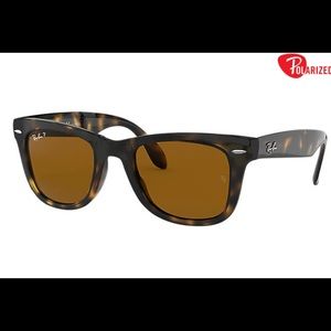 NIB - Ray-Ban - Tortoise & Brown FOLDING Polarized WAYFARER Sunglasses
